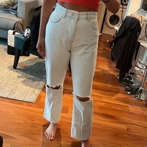 Zara light wash high waisted straight legged jeans